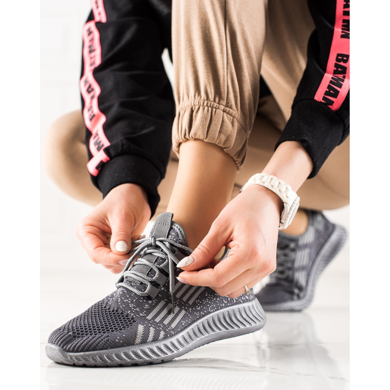 TRENDI Kötött könnyű tornacipő szürke 1