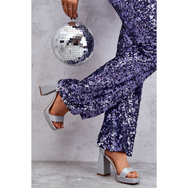 Fényes Szandál Masszív Ezüst Calmi Sarkon 2