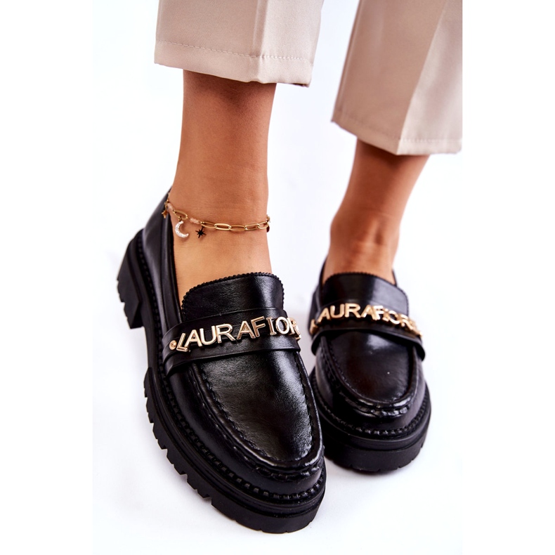 Bőr Loafers Letters La.Fi 210001B-PU Fekete 3