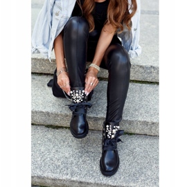 PA1 Női csizma gyöngyökkel Meleg Skoll szalaggal fekete 5