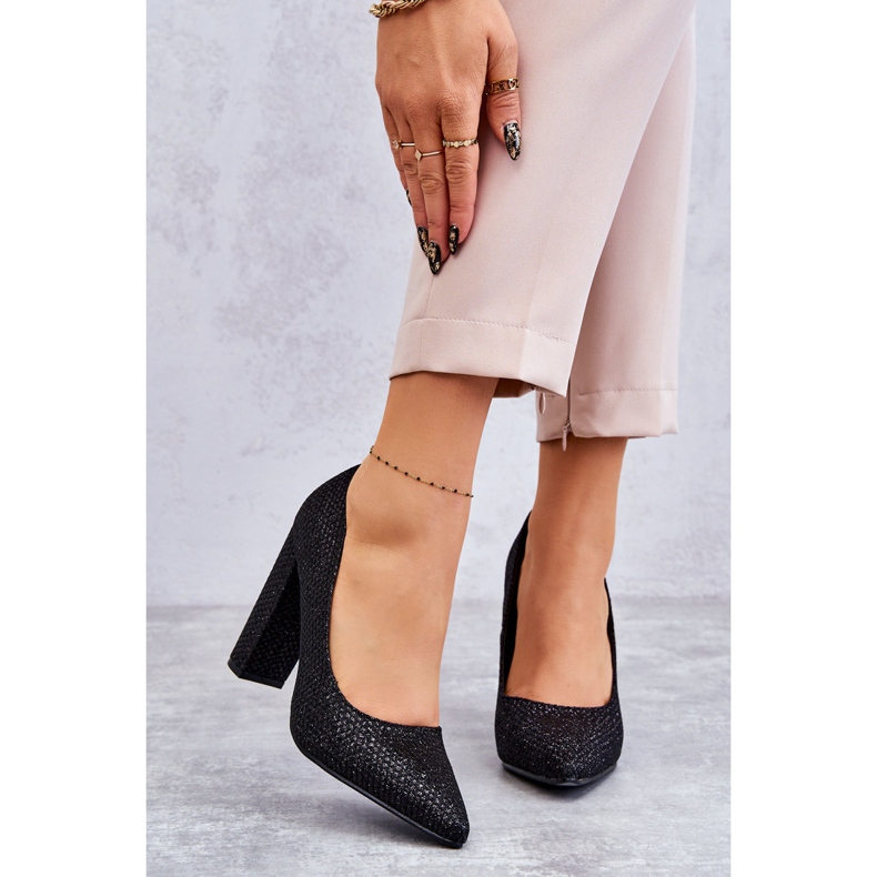 Fényes Pumpák Egy Sarkú Fekete Elmira 1