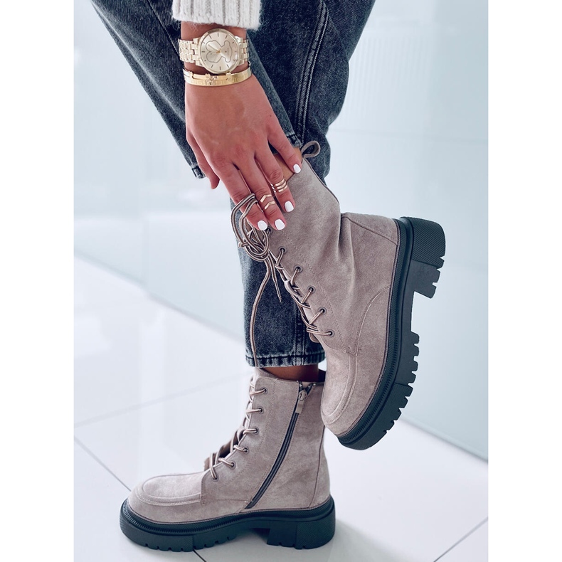 Roisin Khaki velúr fűzős csizma bézs 2 Roisin Khaki velúr fűzős csizma bézs 2