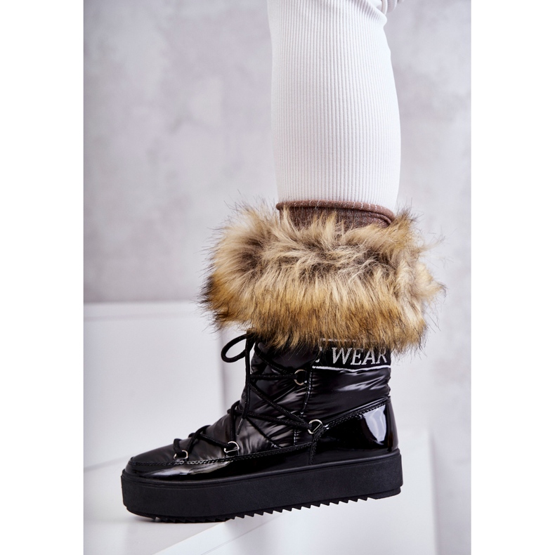 FM1 Női fűzős hócsizma Fekete Santero 3