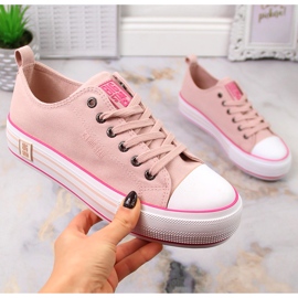 Női tornacipő a platformon púder rózsaszín Big Star LL274181 1