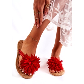 WJ1 Női papucs Eviana piros szövet díszítéssel 3