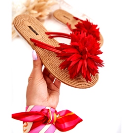 WJ1 Női papucs Eviana piros szövet díszítéssel 2