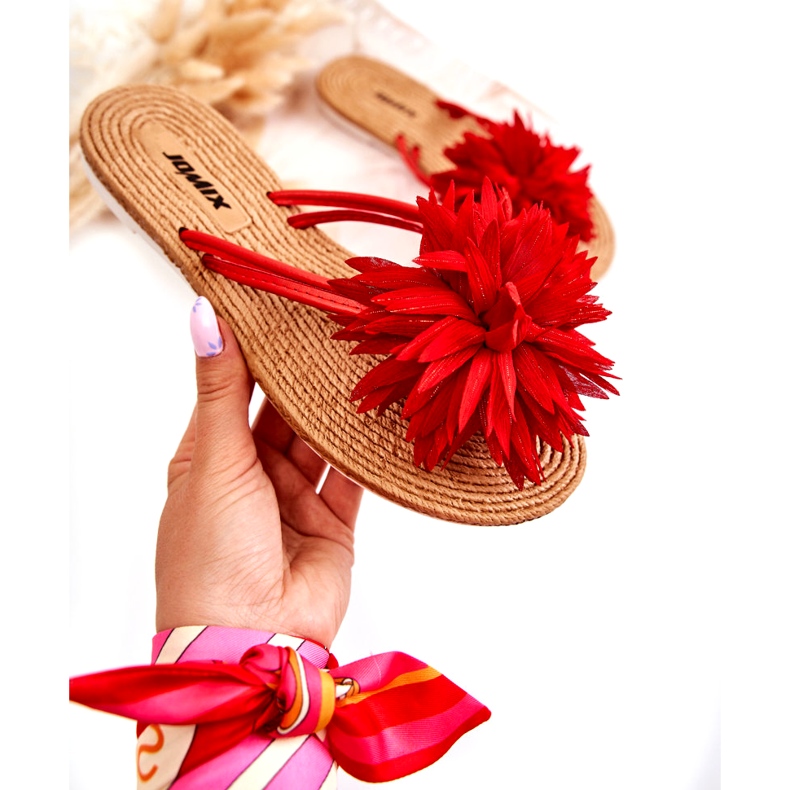 WJ1 Női papucs Eviana piros szövet díszítéssel 2