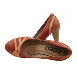 Női bőr szivattyúk 1392 barna díszítéssel, Edeo csíkokkal 4