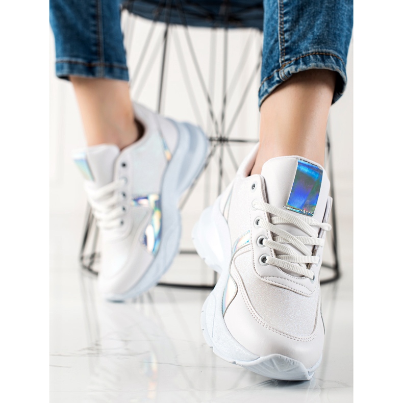 TRENDI Cipők csillogással fehér ezüst 1