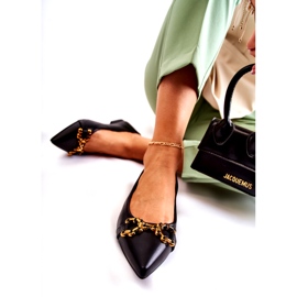 WS1 Spitz női balerinák, fekete Carlos-dísszel 1