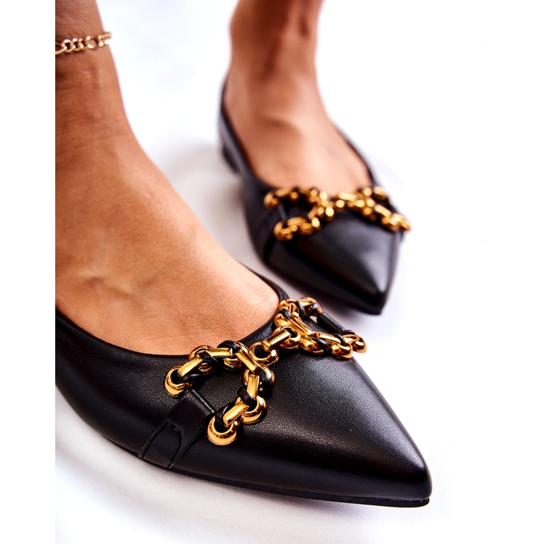 WS1 Spitz női balerinák, fekete Carlos-dísszel 2