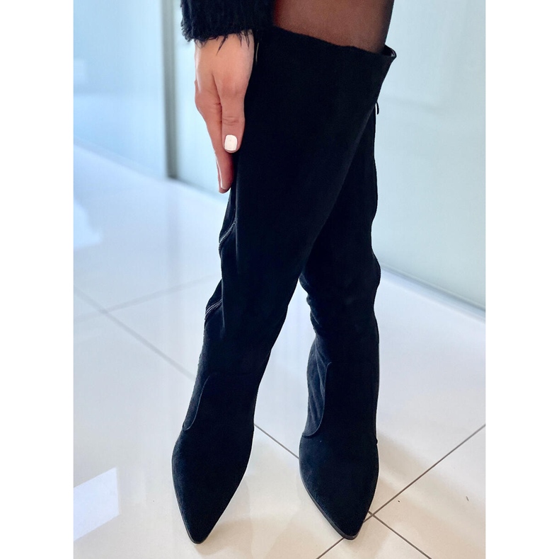 PA1 Farrah Black velúr sarkú csizma fekete 2