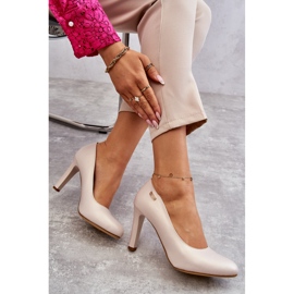 Női sarokpumpák Sergio Leone világos bézs Pearl Campbell 2