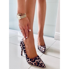 BM Telisha Leopard női tűsarkú bézs barna 1