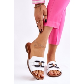 Lewski Shoes Bőr női papucs Leewski cipő 3270 fehér 2