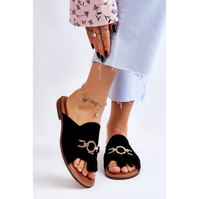 Lewski Shoes Női velúr papucs Leski cipő 3226 fekete 1