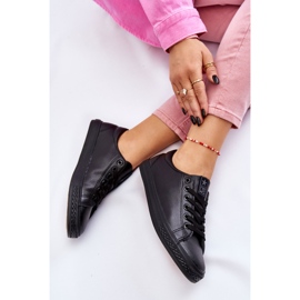 News Női bőr fűzős klasszikus tornacipő fekete Misima 11