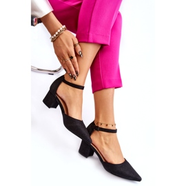 PG1 Divatos fényes alacsony sarkú pumpák, fekete Leilany 4