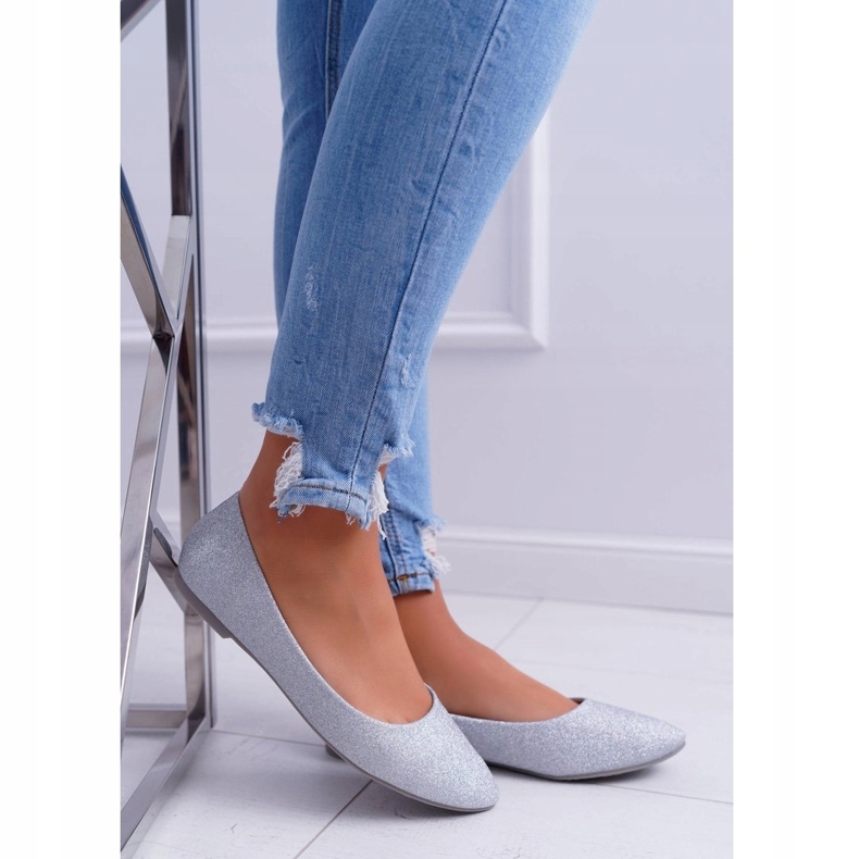 Női csillogó ezüst balerinák 3