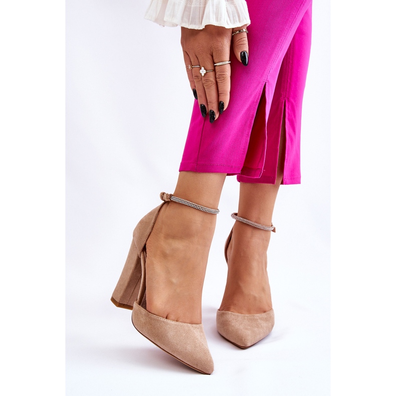 PM1 Elegáns Suede Heel Pumps Bézs Kaliya 1