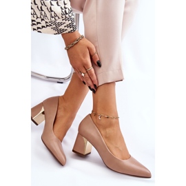 PS1 Elegáns Pumpák Sarkon Sötétbézs Emma 1