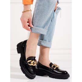 Goodin Női fekete Shelovet cipő arany lánccal 1