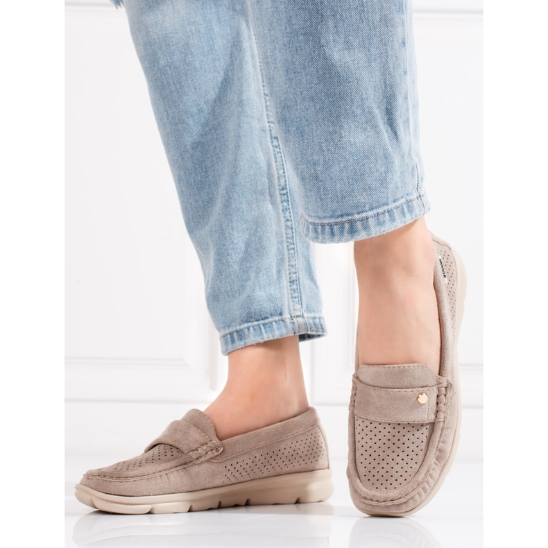 Goodin Női mokaszinok Shelovet világos bézs 1