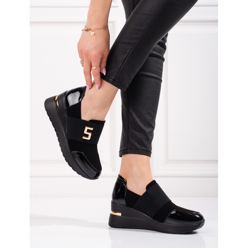 Női Shelovet fekete ékszeres tornacipő 2