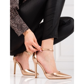 Női Shelovet aranysarkú cipő a boka körül rögzítve aranysárga 2