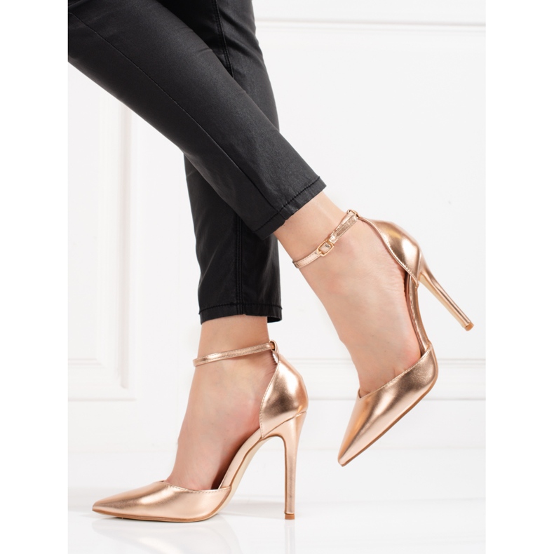 Női Shelovet aranysarkú cipő a boka körül rögzítve aranysárga 1