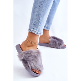 PM1 Szürke Allyson gumi papucs szőrmével 2