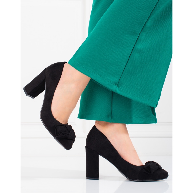 Shelovet női pumpák az oszlopon masnival fekete 1