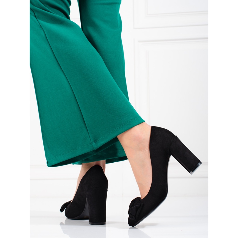 Shelovet női pumpák az oszlopon masnival fekete 2