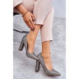 PA1 Fényes Pumpák Sarkán Ezüst Elmira 4