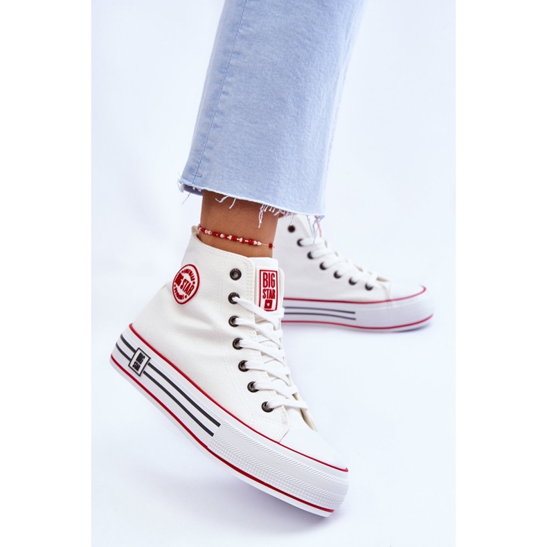 Női magas textil tornacipő Big Star LL274185 fehér 2