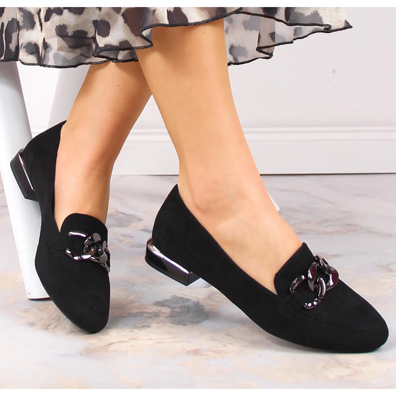 Női velúr cipő lánccal Sergio Leone MK739 fekete 1