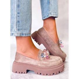 PA1 Stefani Khaki gyöngyös platformcipők bézs 1