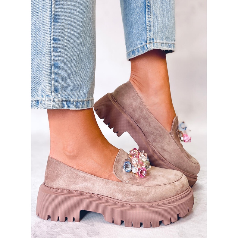 PA1 Stefani Khaki gyöngyös platformcipők bézs 1