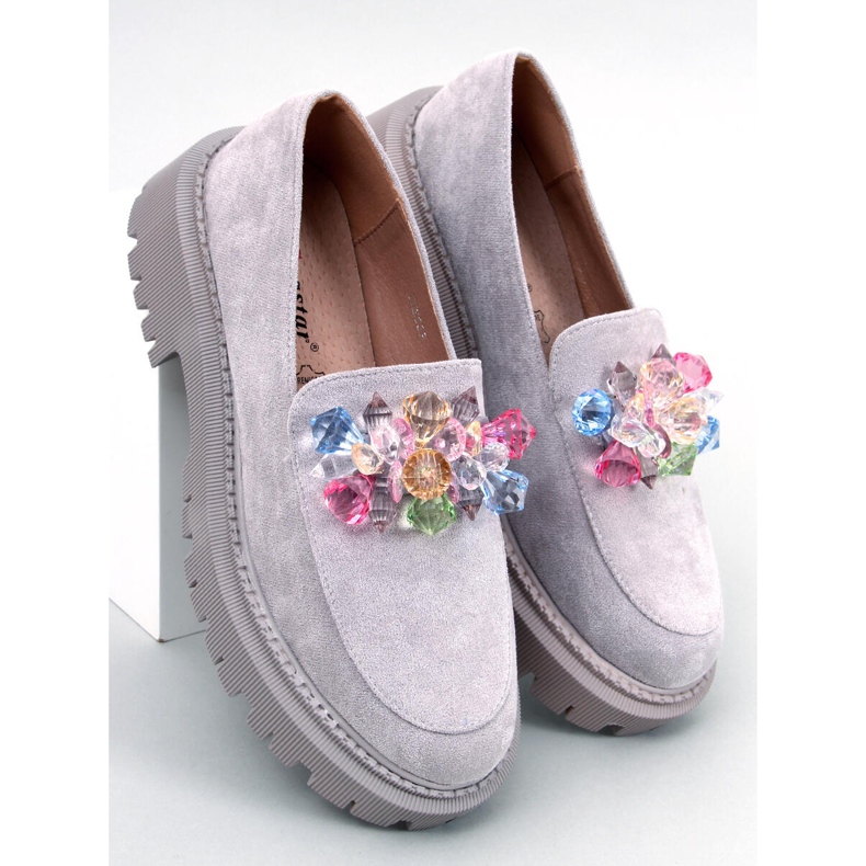 PA1 Stefani Grey gyöngyös platformcipők szürke 2