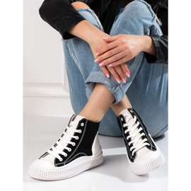 Shelovet női tornacipő magas fehér és fekete színben 1