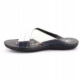 Kampol Férfi bőr papucs 200 / B fehér sötétkék 1