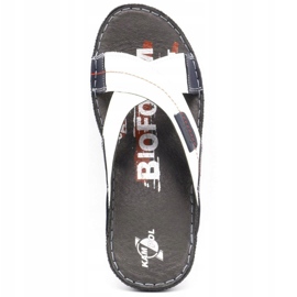 Kampol Férfi bőr papucs 200 / B fehér sötétkék 7