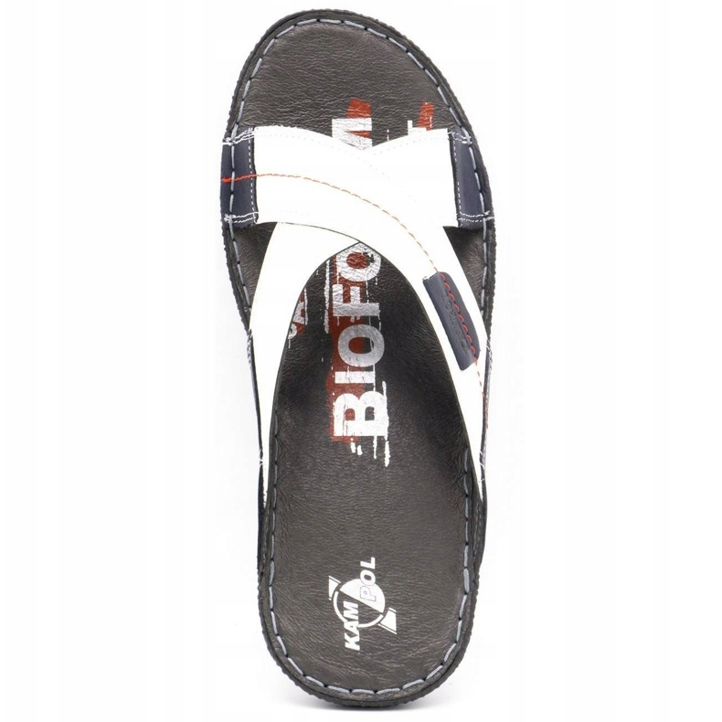 Kampol Férfi bőr papucs 200 / B fehér sötétkék 7