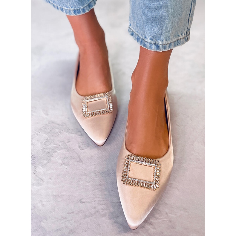 PA1 Elegáns balerinák Lorella Beige kövekkel bézs 1