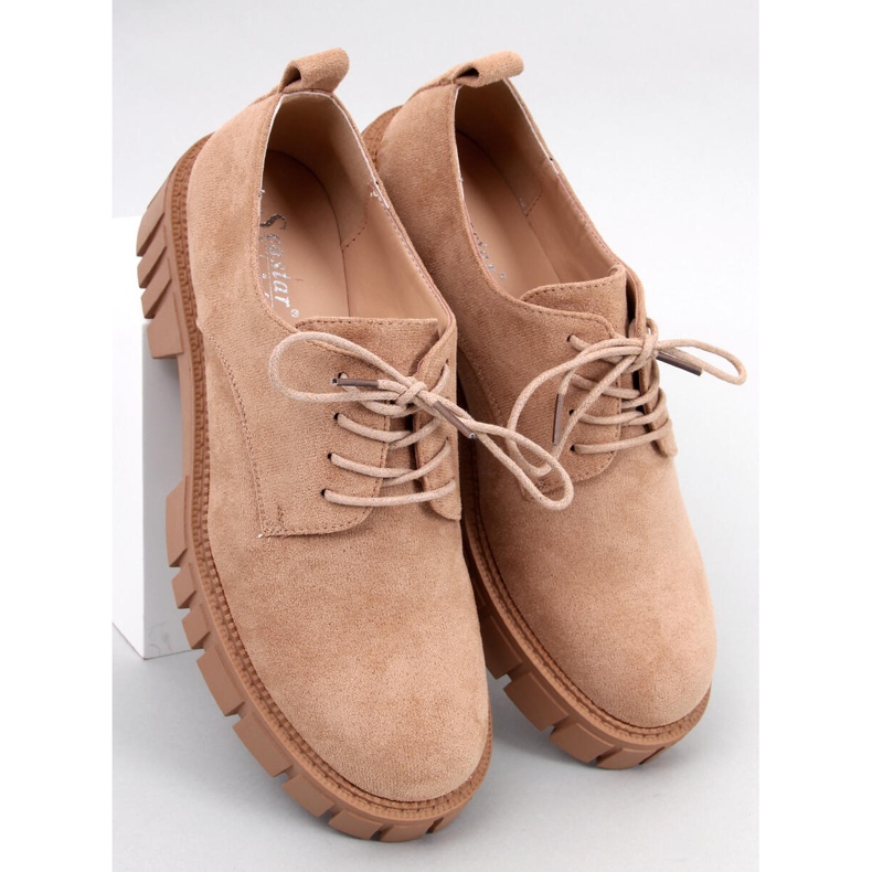 BM Amparo Khaki velúr platformcipők bézs 2