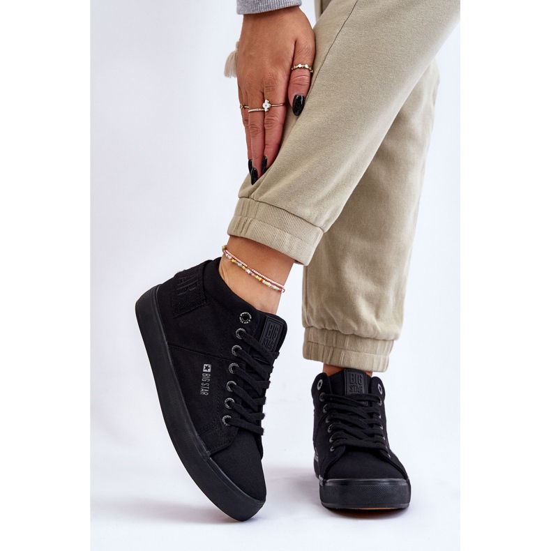 Női klasszikus magasszárú tornacipő Big Star LL274001 fekete 2