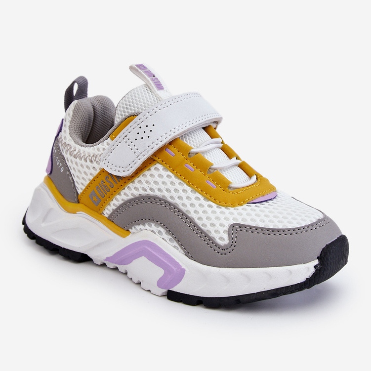 Gyermek sportcipő tépőzárral Big Star JJ374257 fehér és sárga sokszínű 2