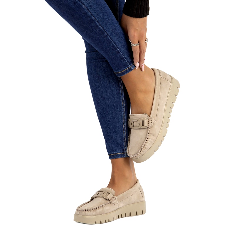 Bőr mokaszinok Filippo DP3334/23 BE bézs 7