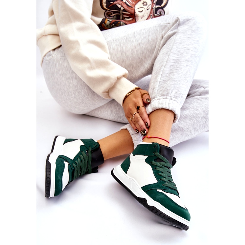 High Női sportcipők, tornacipők, fehér és zöld 6