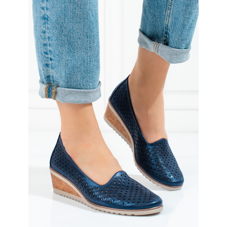 W. Potocki Női áttört pumpák Potocki sötétkék 1